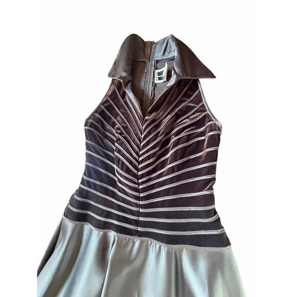 Tadashi Black Velvet and Satin Collared Formal Dress - Size 10 - Picture 14 of 16